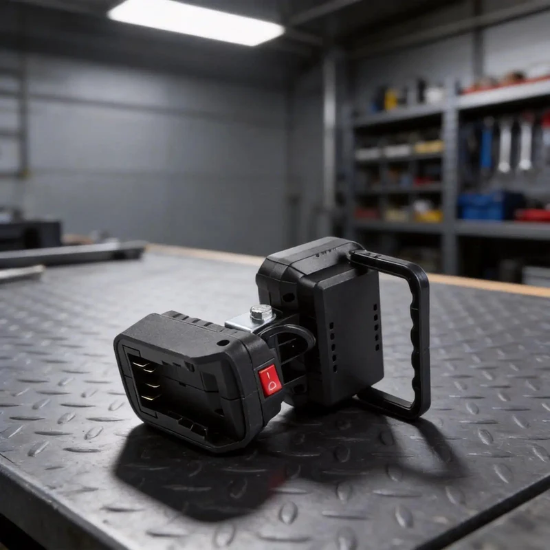 Heavy Duty ABS Flood Lamp Featuring 15 Bright LEDs Powered By 18V Li-ion Batteries Works With DCB200 And DCB210 Series Rechargeable Pack Injection Molded Body For Jobsite Tasks And Home Improvement Needs A Real Boss Upgrade For Your Gear