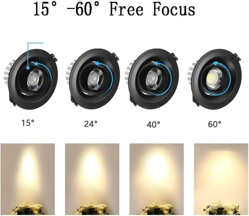 Slick Thin Round Recessed Lighting Trim Kit With Adjustable Angle LED Downlight And No Sweat Wall Wash Spotlight For Ceilings Plus Quick Fix Ten Minute Install And Dimmer Compatible In Warm Or Crisp White Light