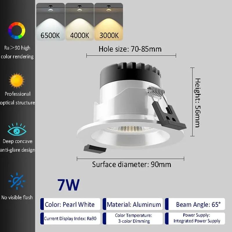 8 Pack 3.5 Inch LED Recessed Can Lights, Deep Baffle Trim Dimmable Downlights, Straight Up Tool Free Remodel Install, Anti Glare Design For Smooth Room Vibes