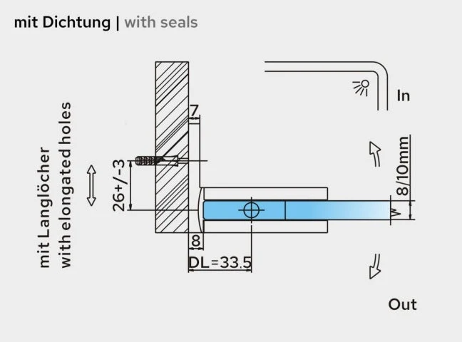 Bellagio Pendeltürband 90° Glas-Wand – 50 kg, 8/10 mm ESG, 11 Oberflächen, Art.Nr. BEL344