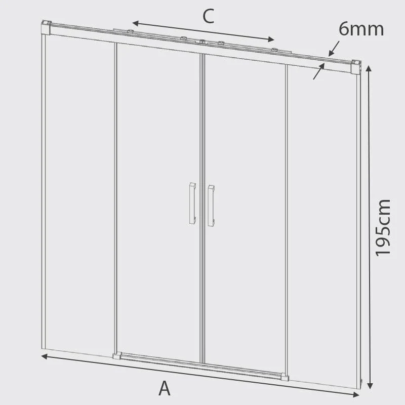 Duschwand für Nische mit 2 Schiebetüren GLASÉ schwarz - 6mm
