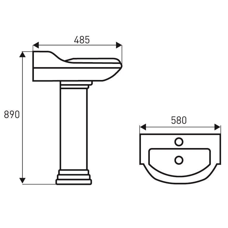 Klassisches Stand-Waschbecken mit Sockel, Keramik, ABERY 58 cm