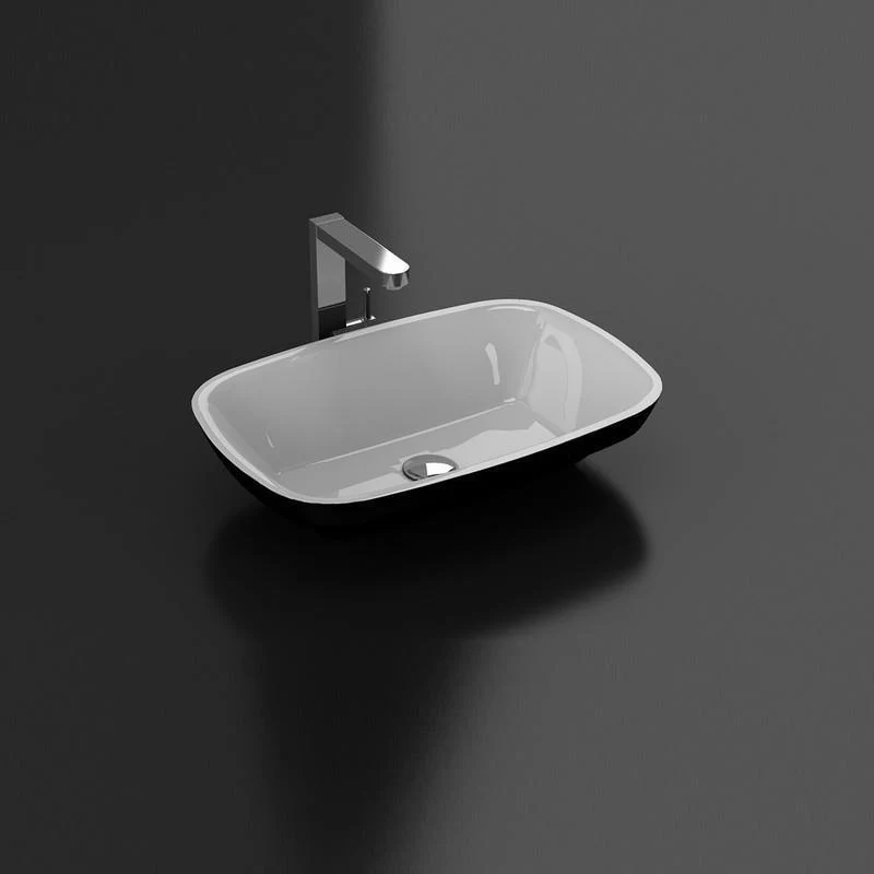 Aufsatzwaschbecken aus Gussmarmor, rechteckig, SIENA, schwarz/weiß