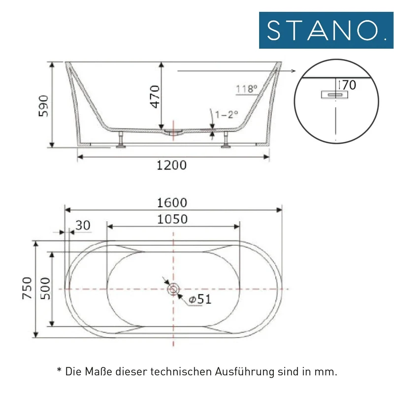 Freistehende Badewanne AUSTIN