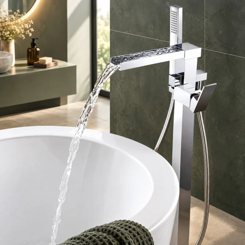 Freistehende Wannenarmatur, Wasserfall, Einhebelmischer, TANO