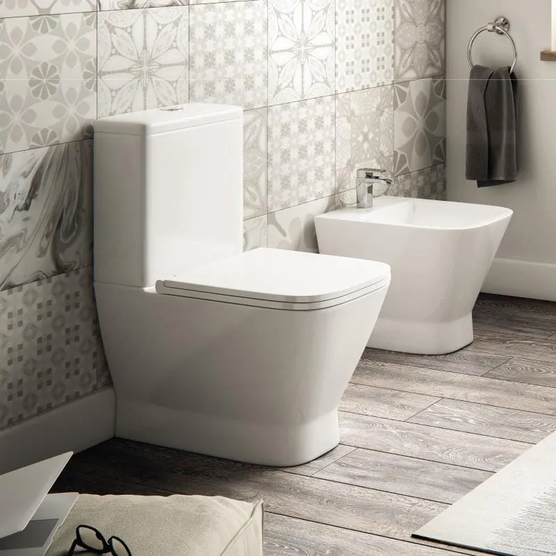 Modernes Stand-WC, Keramik, RHODAS, niedriger Spülkasten