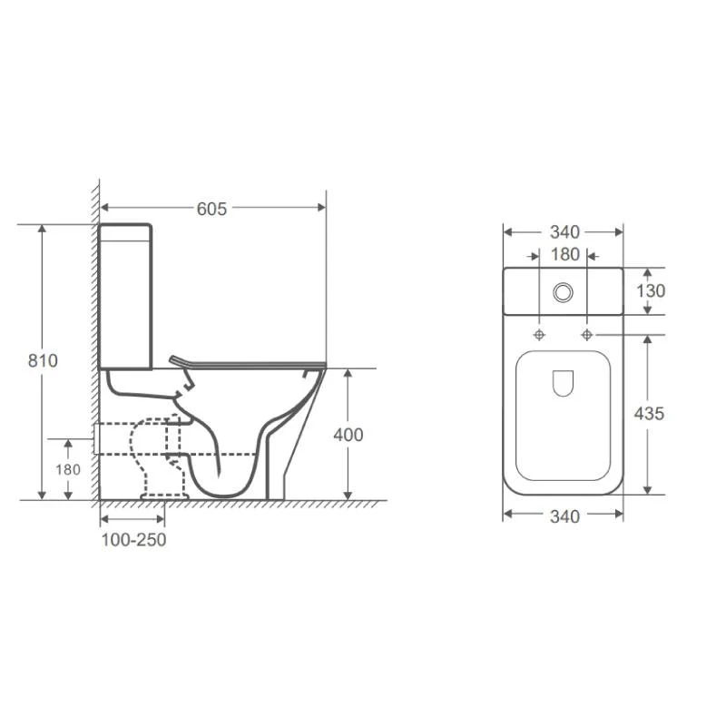 Modernes Stand-WC, Keramik, RHODAS, niedriger Spülkasten
