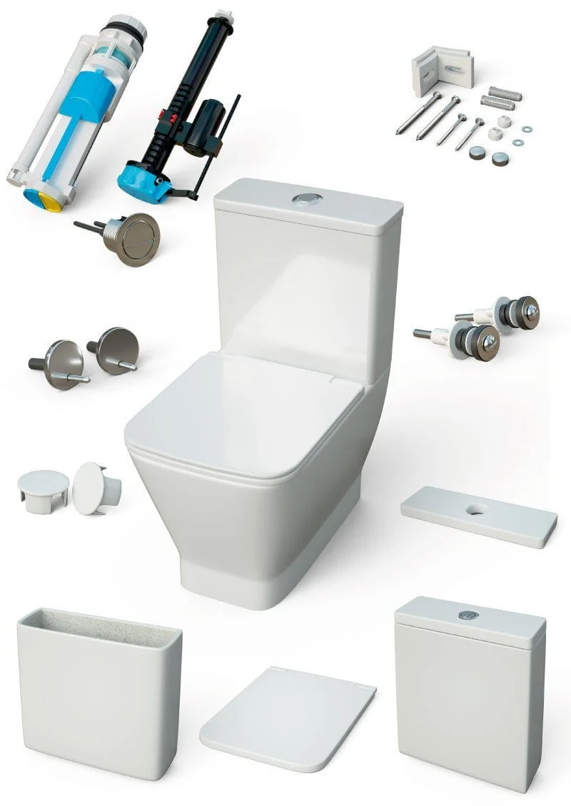 Modernes Stand-WC, Keramik, RHODAS, niedriger Spülkasten