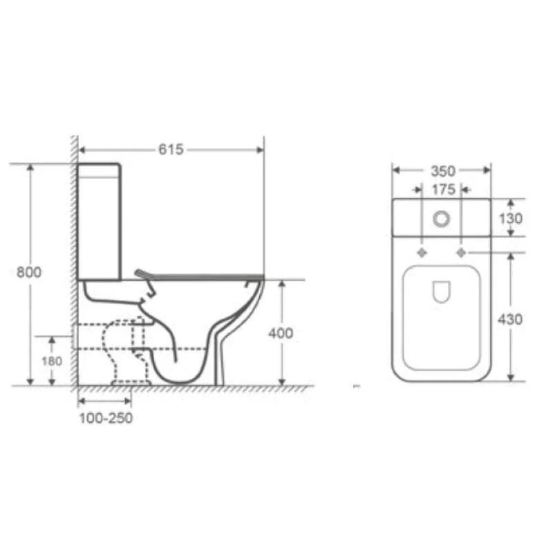 Modernes Stand-WC, Keramik, CRETA, niedriger Spülkasten