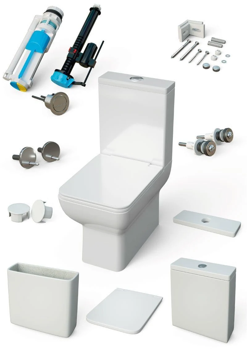 Modernes Stand-WC, Keramik, CRETA, niedriger Spülkasten