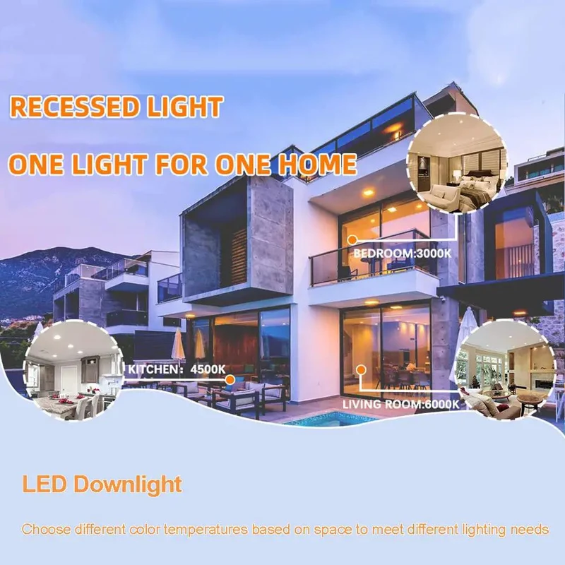 Ultra Slick 4 Pack Round Recessed Ceiling Lights Baffle Trim LED Downlights Anti Glare COB Black Aluminum Home Glow Up Energy Saving Top Shelf 3000K To 6000K Quick Install Retrofit Kit