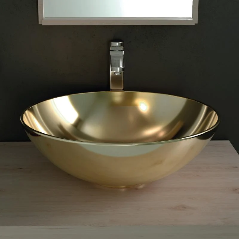 Aufsatzwaschbecken aus Keramik, TULUM Gold Ø40 CM