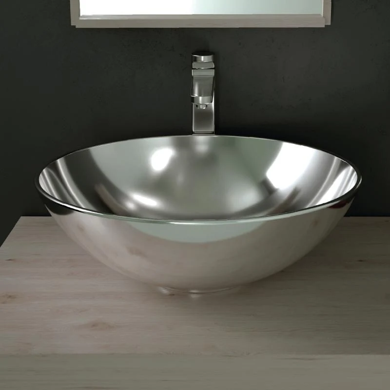 Aufsatzwaschbecken aus Keramik, TULUM Silber Ø40 CM
