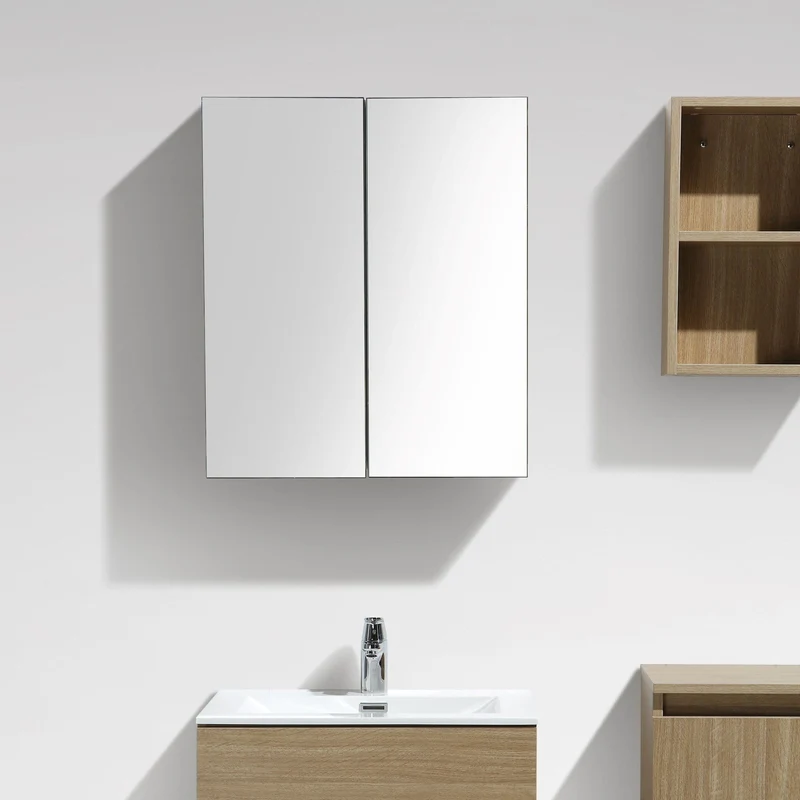 Spiegelschrank Bad, 60 cm, montiert, Eiche hell, SIENA
