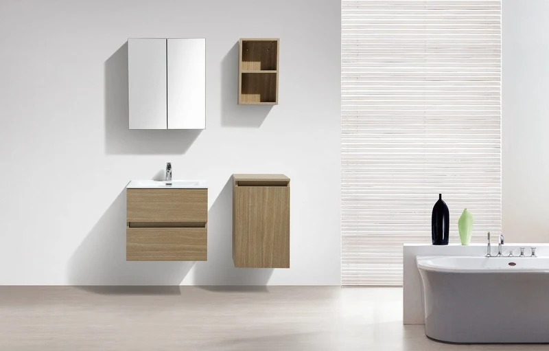 Spiegelschrank Bad, 60 cm, montiert, Eiche hell, SIENA