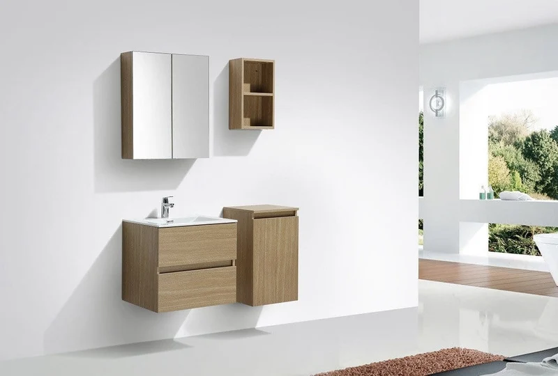 Spiegelschrank Bad, 60 cm, montiert, Eiche hell, SIENA