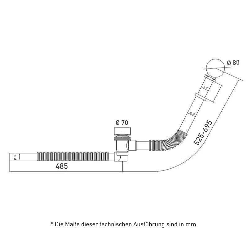 Ablaufgarnitur und Siphon VIGOLD für Gusseisen und Resicryl® Retro-Badewannen, gold