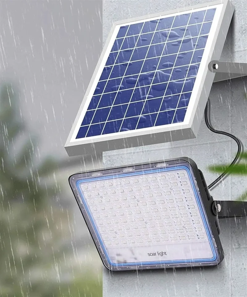 Heavy Duty 200W Solar Flood Light With IP67 Waterproof Rating For Street And Outdoor Yard Use Tough As Nails Die Cast Aluminum Housing Built To Last Through Extreme Weather To Light Up The Block All Night Long