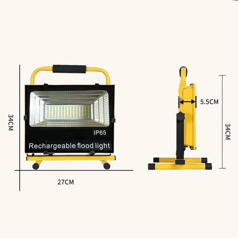 Heavy Duty Rechargeable Led Floodlight Swivel Handle Mount 120 Degree Wide Beam Waterproof Portable Work Light Tough As Nails No Sweat Build For Outdoor Projects And Construction Sites