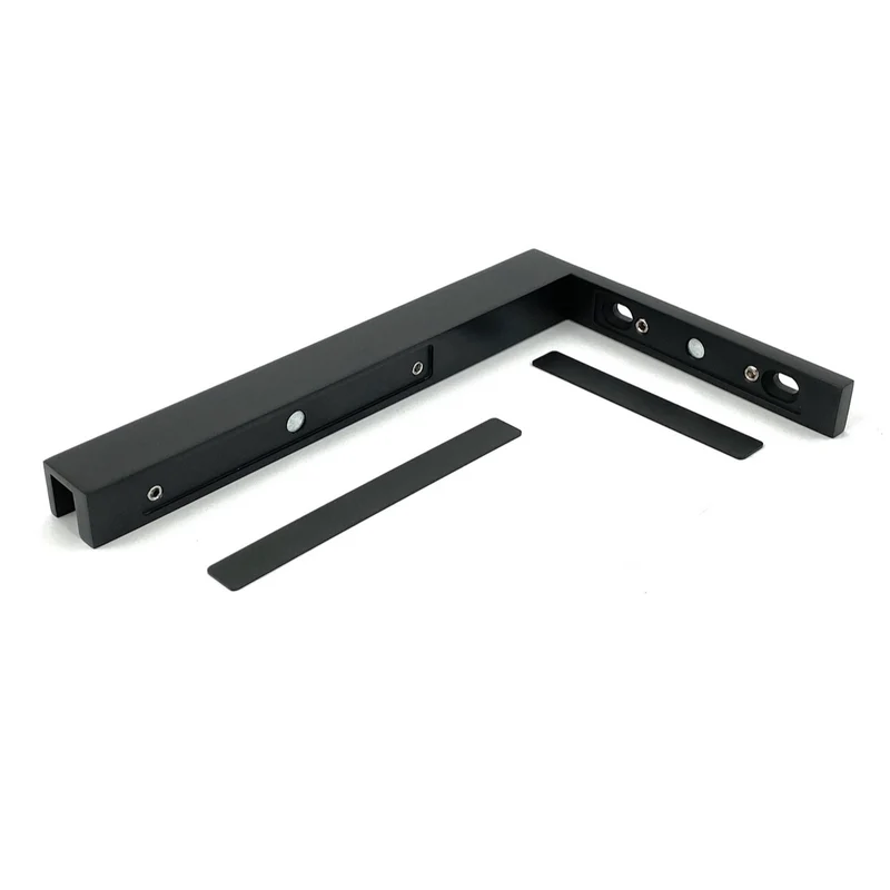 Glas-Wand 90° Winkelstabilisator für Duschabtrennungen ohne Glasbohrung, Schwarz, Art.Nr. C500