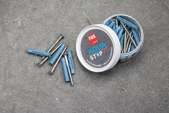 Aqua Stop Pro Allzweckdübel mit Schraube, Art.Nr. 014271, abdichtend für Dusche und Bad, 6 oder 8 mm