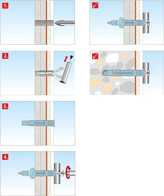 Aqua Stop Pro Allzweckdübel mit Schraube, Art.Nr. 014271, abdichtend für Dusche und Bad, 6 oder 8 mm