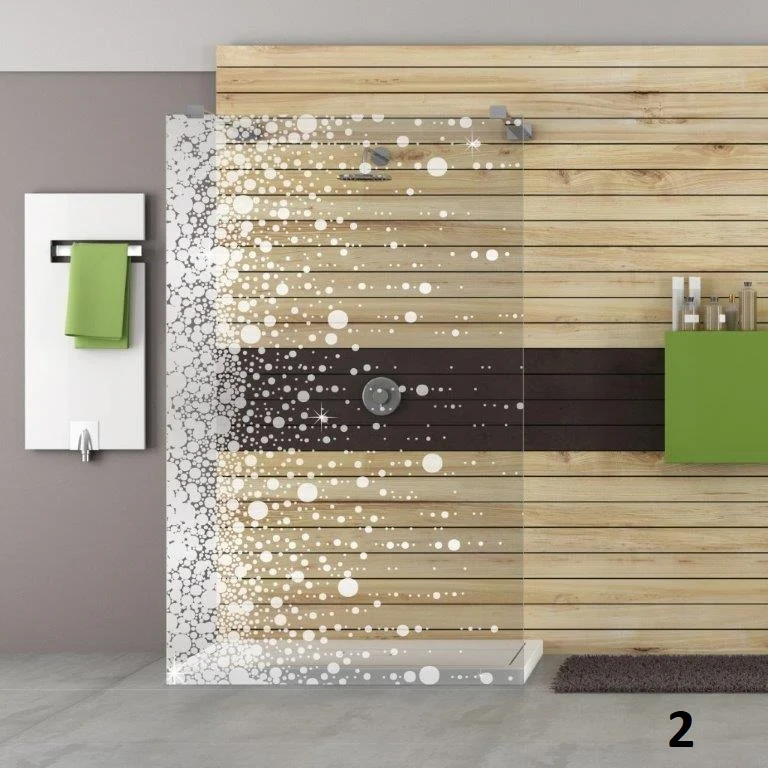 Designduschglas mit Lasergravur, über 40 Motive, ESG nach Maß