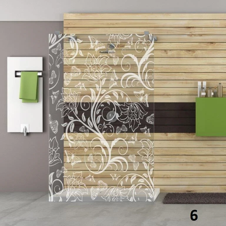 Designduschglas mit Lasergravur, über 40 Motive, ESG nach Maß