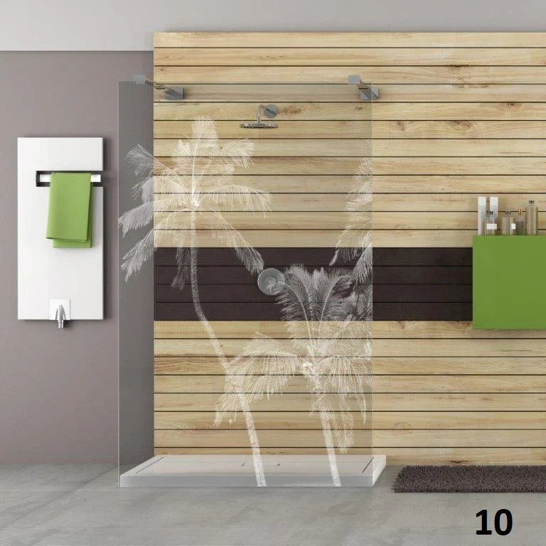 Designduschglas mit Lasergravur, über 40 Motive, ESG nach Maß