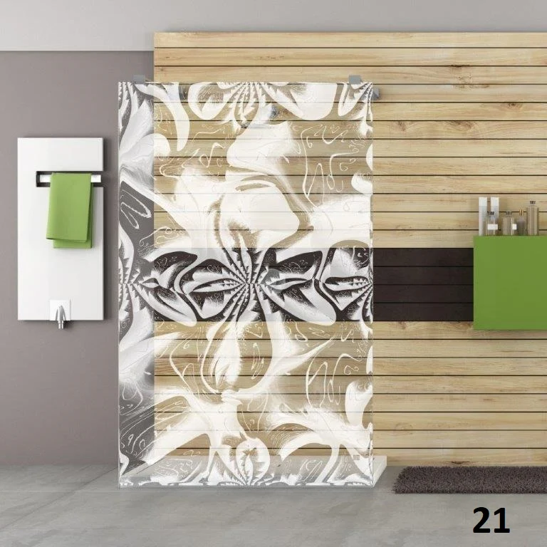 Designduschglas mit Lasergravur, über 40 Motive, ESG nach Maß