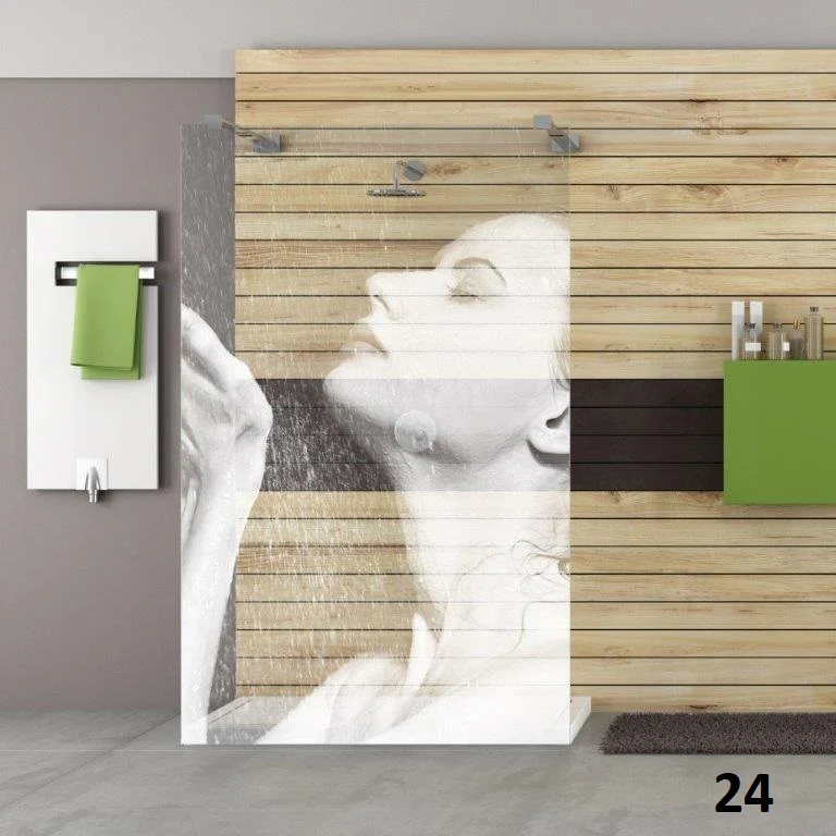 Designduschglas mit Lasergravur, über 40 Motive, ESG nach Maß