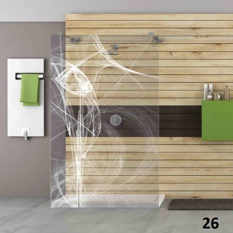 Designduschglas mit Lasergravur, über 40 Motive, ESG nach Maß