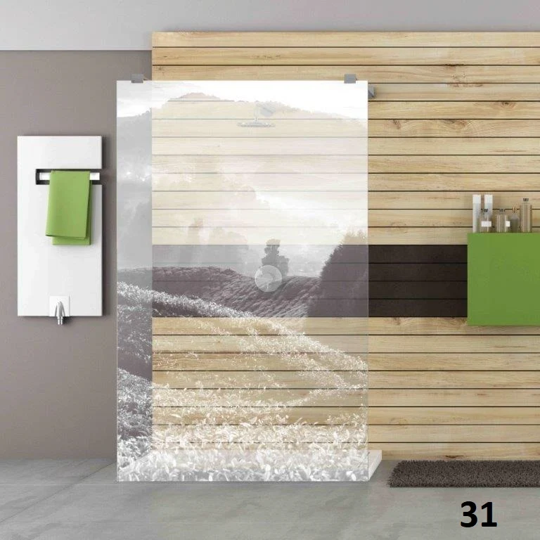 Designduschglas mit Lasergravur, über 40 Motive, ESG nach Maß