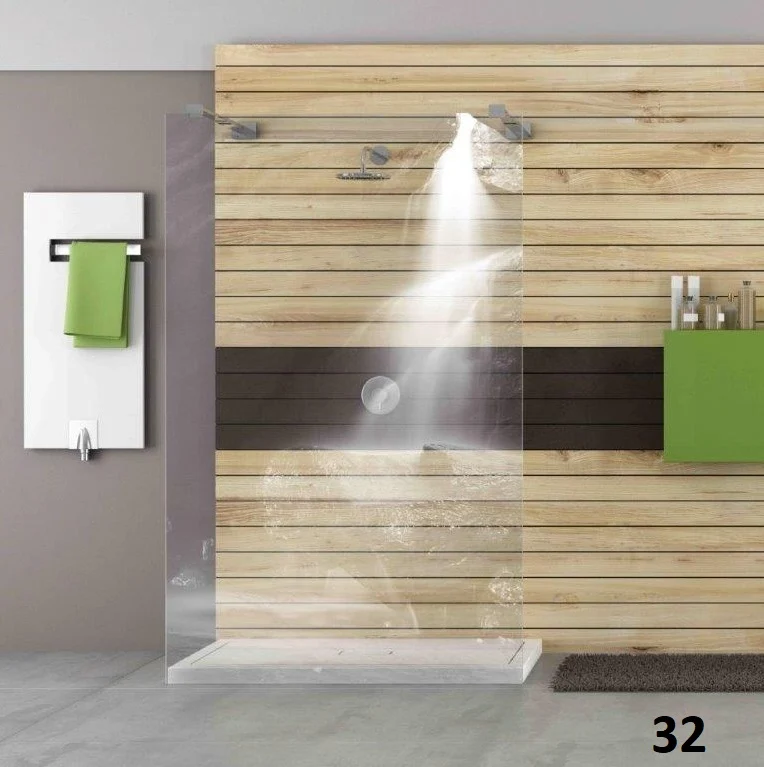 Designduschglas mit Lasergravur, über 40 Motive, ESG nach Maß