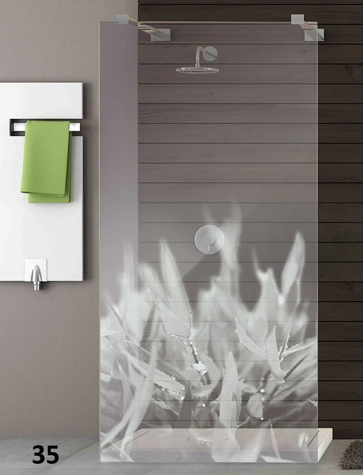 Designduschglas mit Lasergravur, über 40 Motive, ESG nach Maß