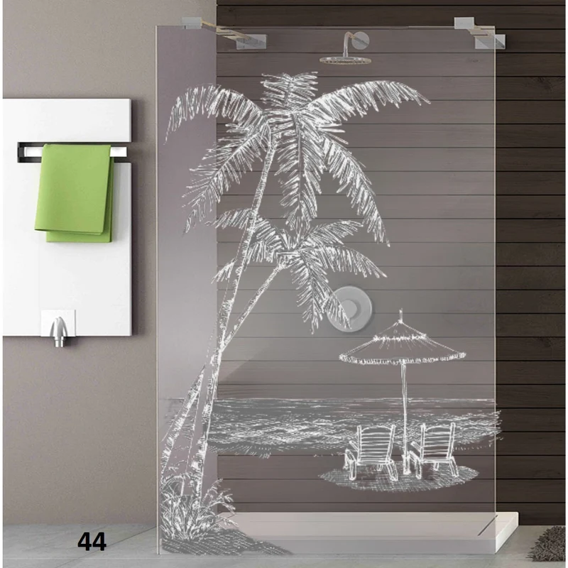 Designduschglas mit Lasergravur, über 40 Motive, ESG nach Maß