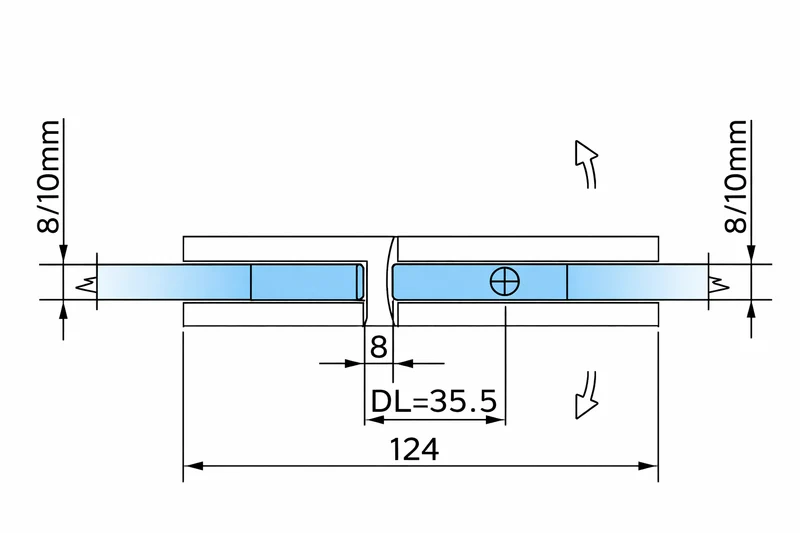 Bellagio Pendeltürband 180° Glas-Glas – 50 kg, 8/10 mm ESG, 11 Oberflächen, Art.Nr. BEL380