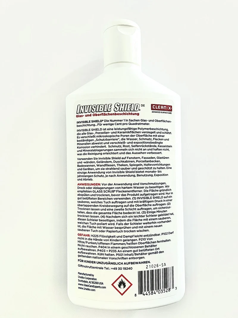 Invisible Shield Nanobeschichtung mit Lotuseffekt, Glasversiegelung zum Auftragen, 300 ml, Art.Nr. 490036
