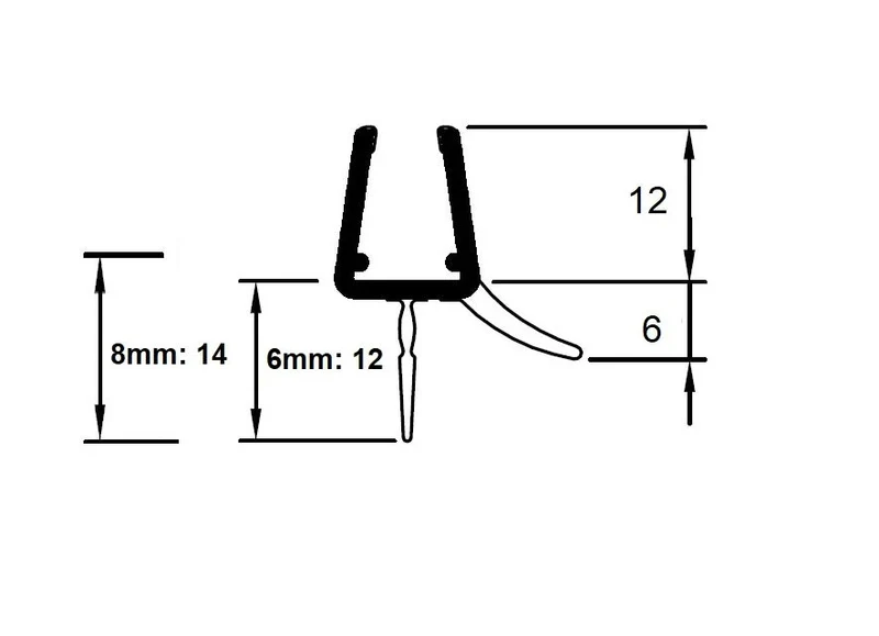 Schleiflippendichtung – Abtropfleiste, Spaltmaß 11–14 mm, Art.Nr. 5102