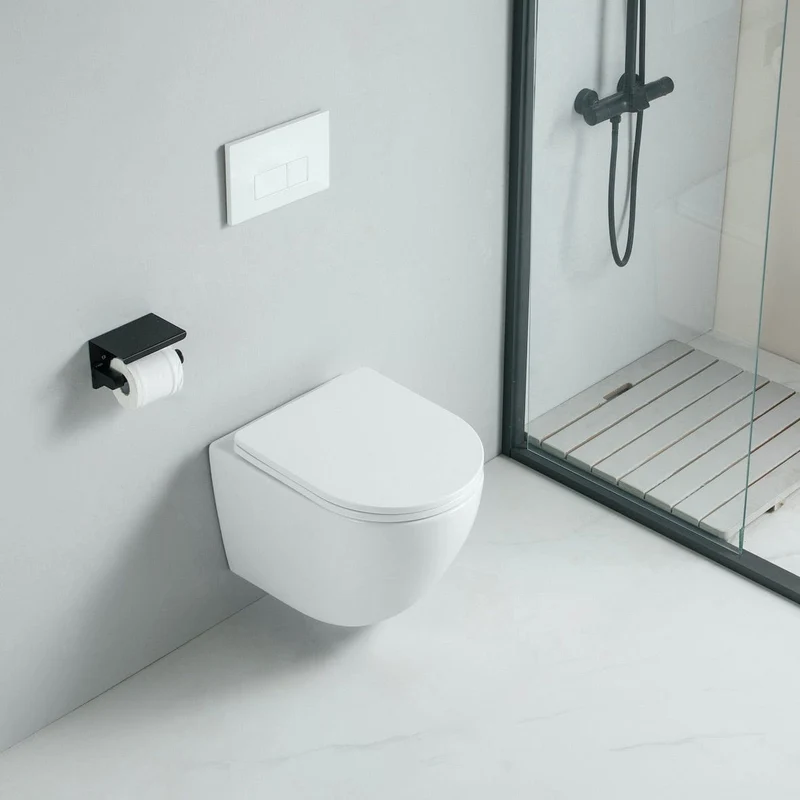Wand-WC Set CARCEO mit WC-Sitz spülrandlos weiß