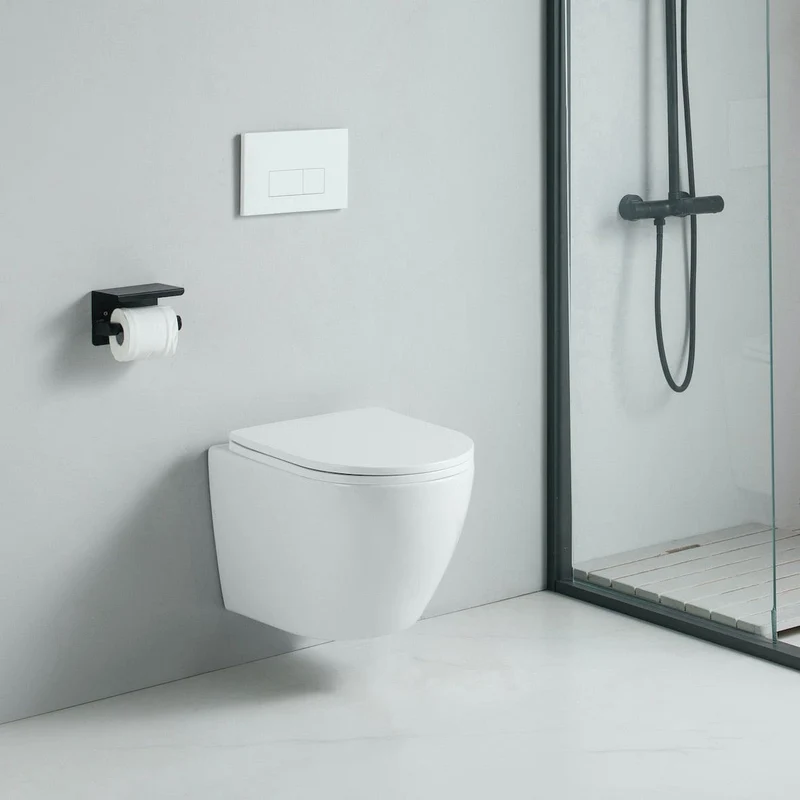 Wand-WC Set CARCEO mit WC-Sitz spülrandlos weiß