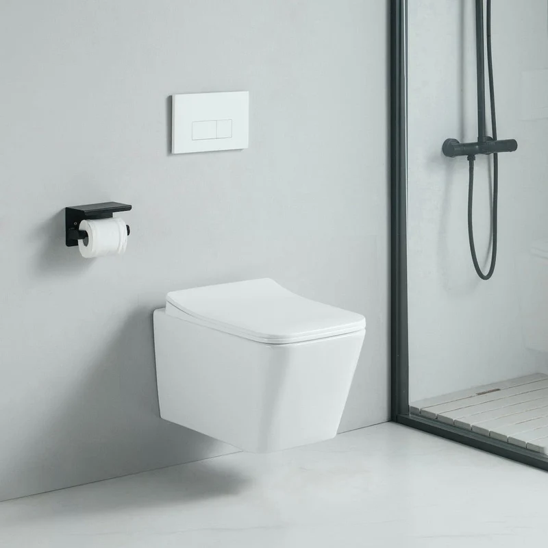 Wand-WC Set CALETO mit WC-Sitz spülrandlos weiß