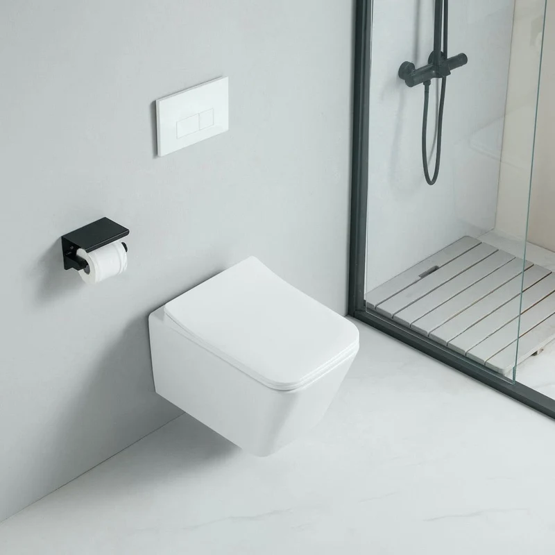 Wand-WC Set CALETO mit WC-Sitz spülrandlos weiß