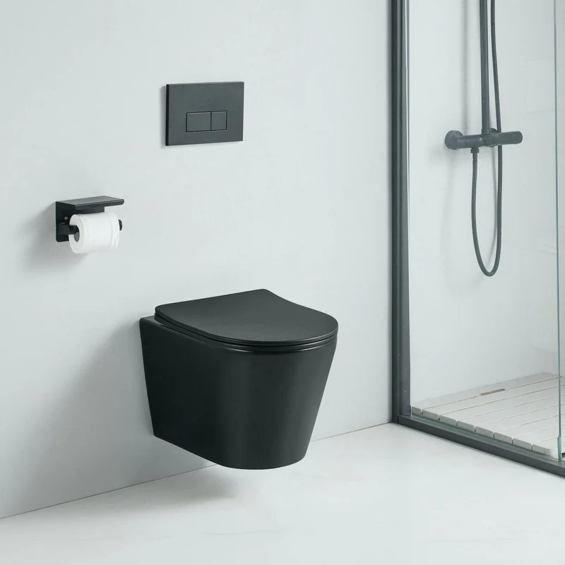 Wand-WC Set TERCERO mit WC-Sitz spülrandlos schwarz
