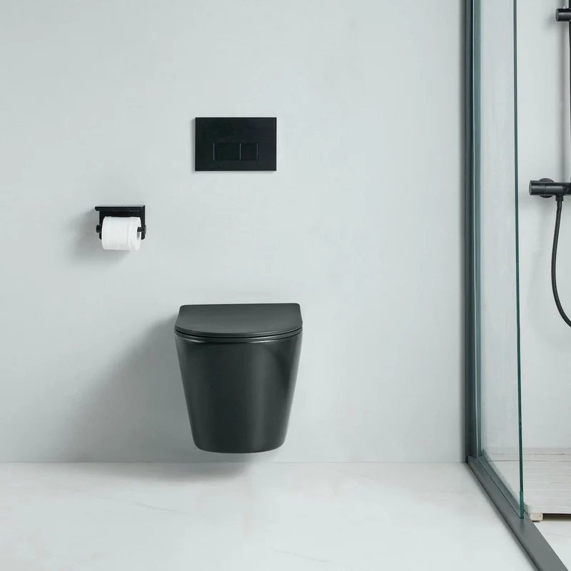 Wand-WC Set TERCERO mit WC-Sitz spülrandlos schwarz