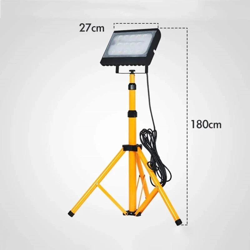 Heavy Duty IP66 Waterproof LED Floodlight With Adjustable Tripod Stand 50W 100W 150W 200W Super Bright Cool White Outdoor Security Spotlight For Yards And Jobsite