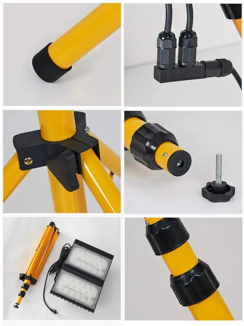 Heavy Duty IP66 Waterproof LED Floodlight With Adjustable Tripod Stand 50W 100W 150W 200W Super Bright Cool White Outdoor Security Spotlight For Yards And Jobsite