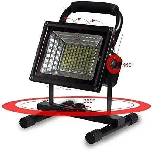 Hefty 200W LED Floodlight With Wireless Remote And Quick Toggle Between Solid Bright Beam Or Sharp Red Blue Warning Strobe Mode For Tough Jobsite Work Nights