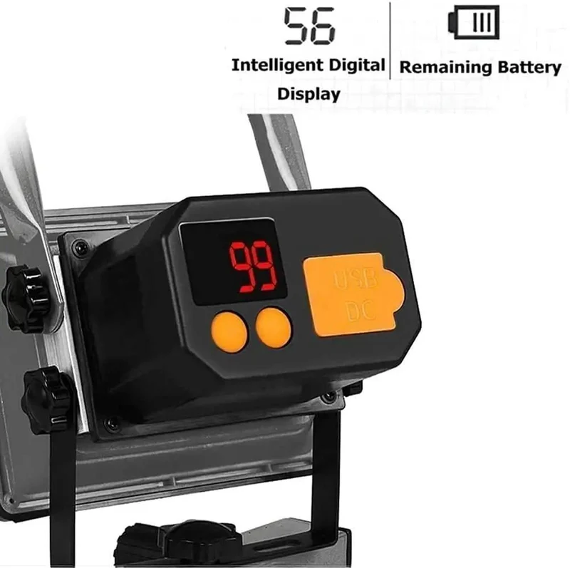 Hefty 200W LED Floodlight With Wireless Remote And Quick Toggle Between Solid Bright Beam Or Sharp Red Blue Warning Strobe Mode For Tough Jobsite Work Nights