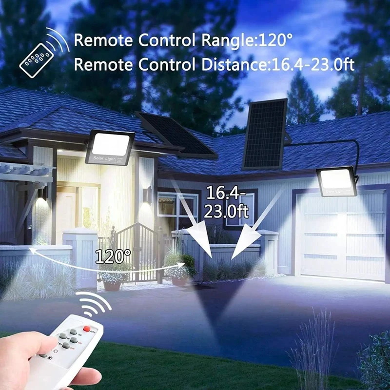 Wireless Led Solar Flood Light With Dusk To Dawn Sensor And Remote Control For Yard And Driveway 25W 40W 60W 100W 200W Easy Install Hella Bright No Bills Smart Timers Weather Tough